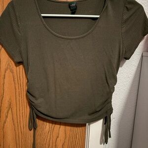 Wild Fable Dark Olive Ribbed Crop Top